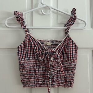 Gingham Keyhole Tie Top